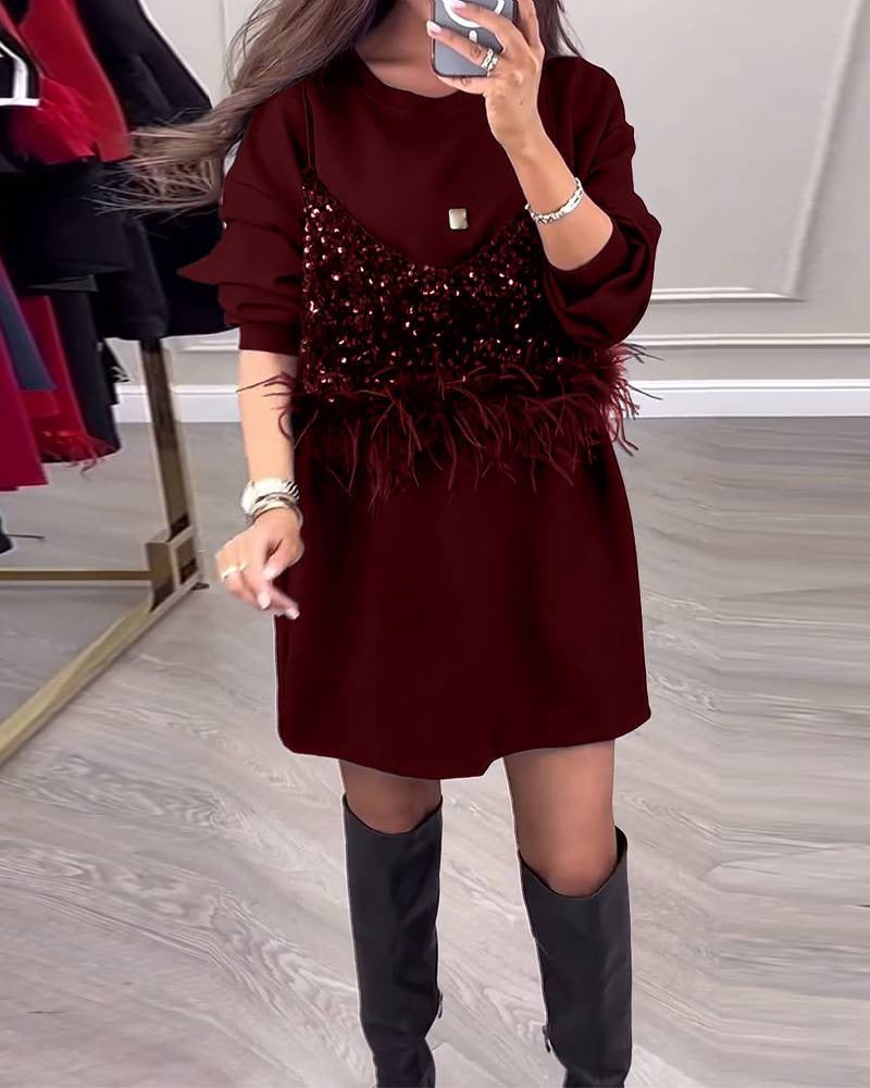 💃【Nový rok】Nové zimní třpytivé šaty