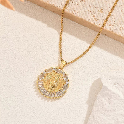 ✨Luxusní náhrdelník, pozlacený náhrdelník s reliéfním motivem Panny Marie