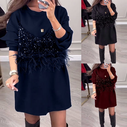 💃【Nový rok】Nové zimní třpytivé šaty