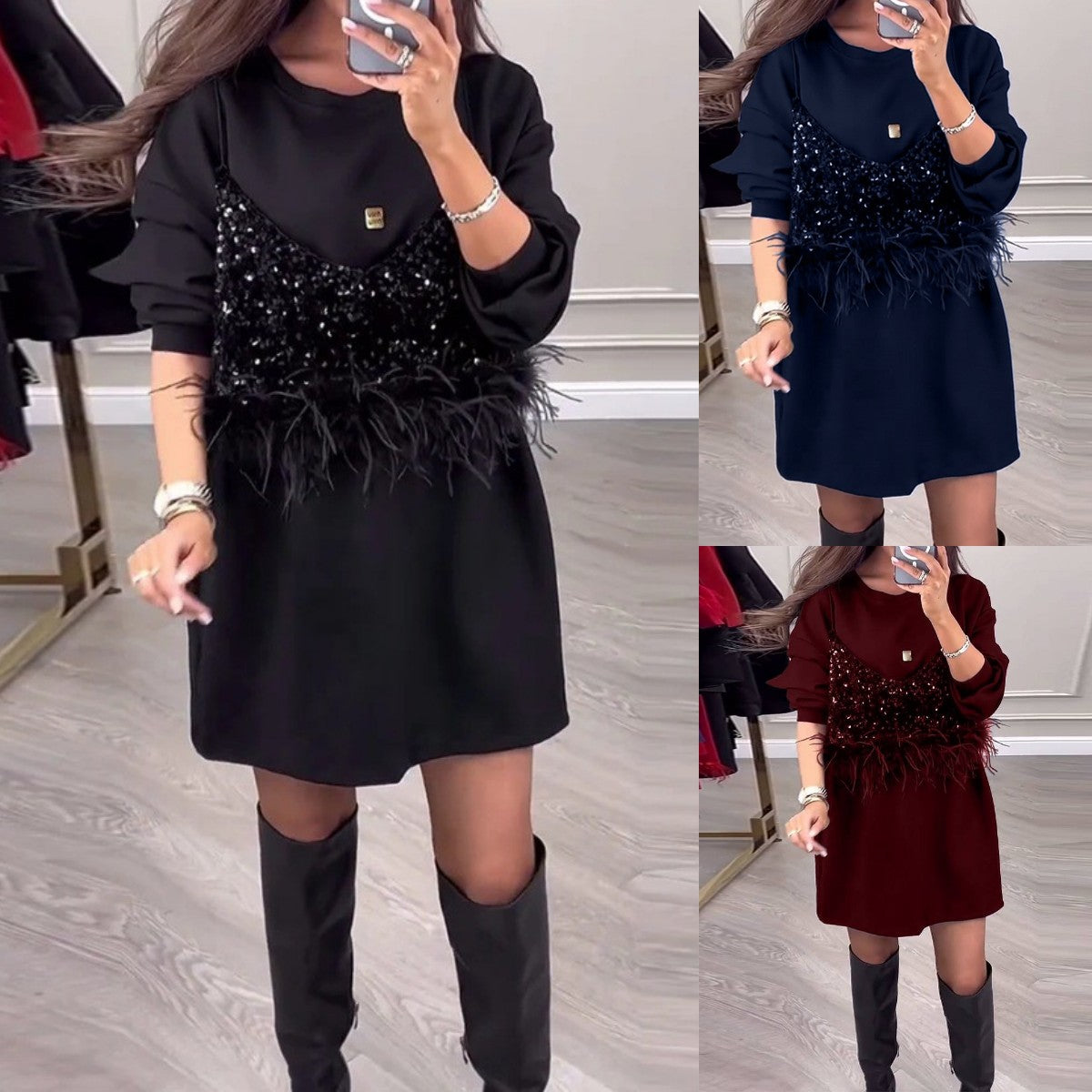 💃【Nový rok】Nové zimní třpytivé šaty